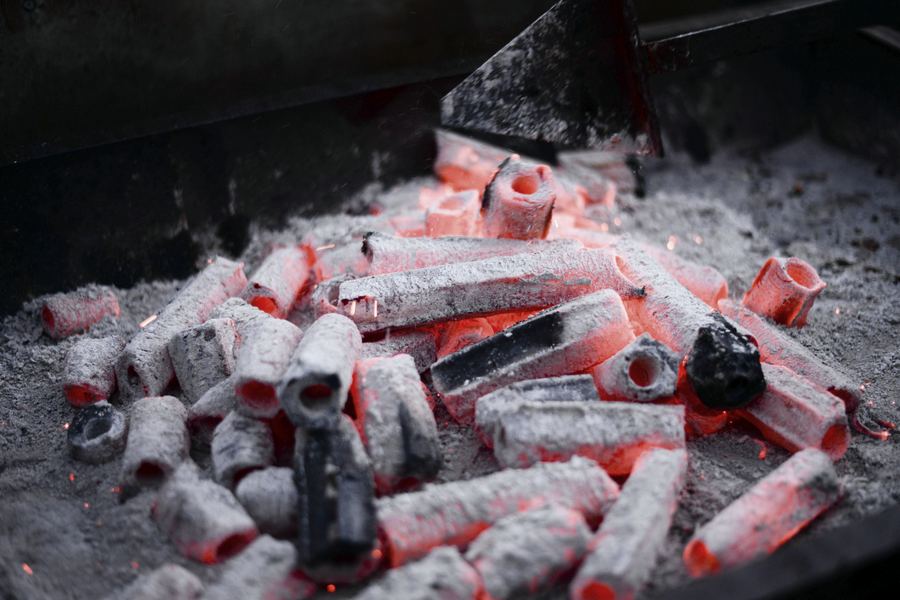 Hexagonal charcoal briquettes